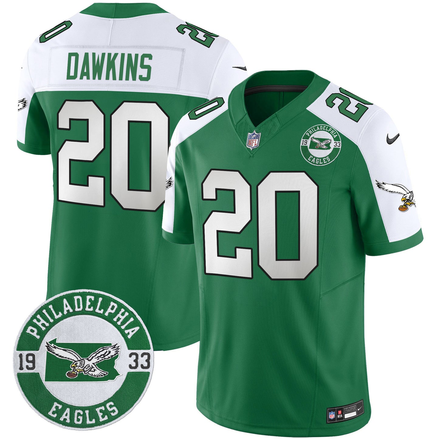 Men's Philadelphia Eagles 2024 Throwback Vapor Limited Jersey - Est. 1933 Patch - All Stitched