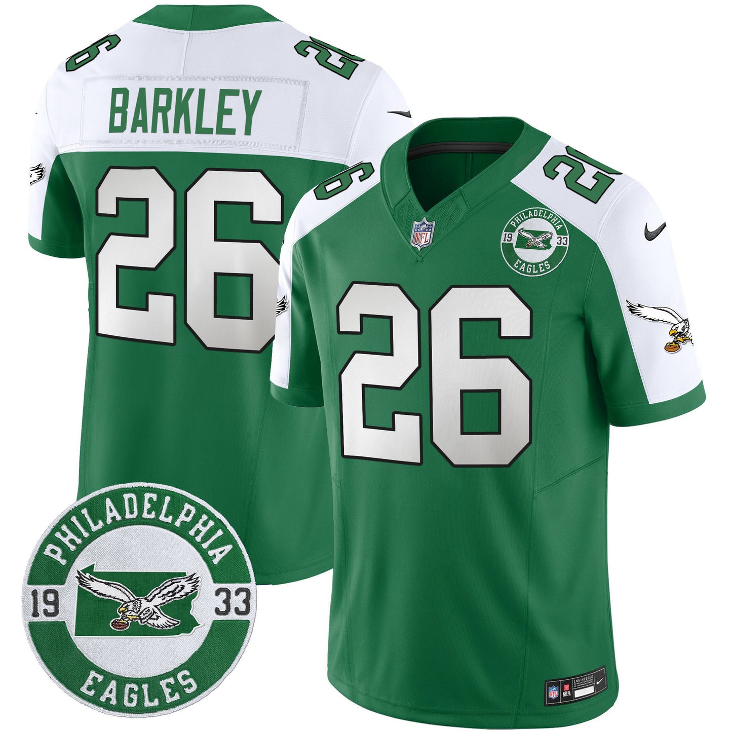 Men's Philadelphia Eagles 2024 Throwback Vapor Limited Jersey - Est. 1933 Patch - All Stitched