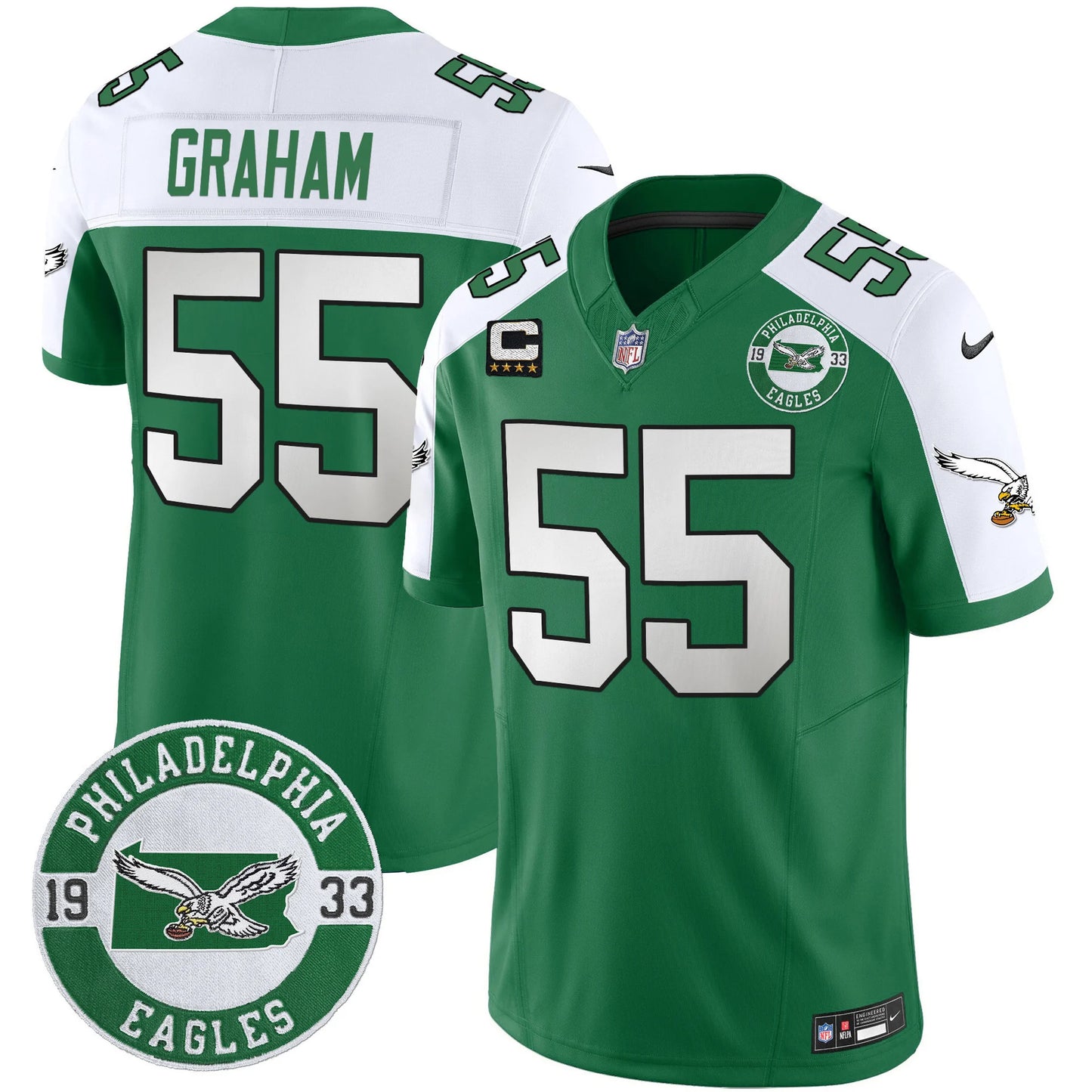 Men's Philadelphia Eagles 2024 Throwback Vapor Limited Jersey - Est. 1933 Patch - All Stitched