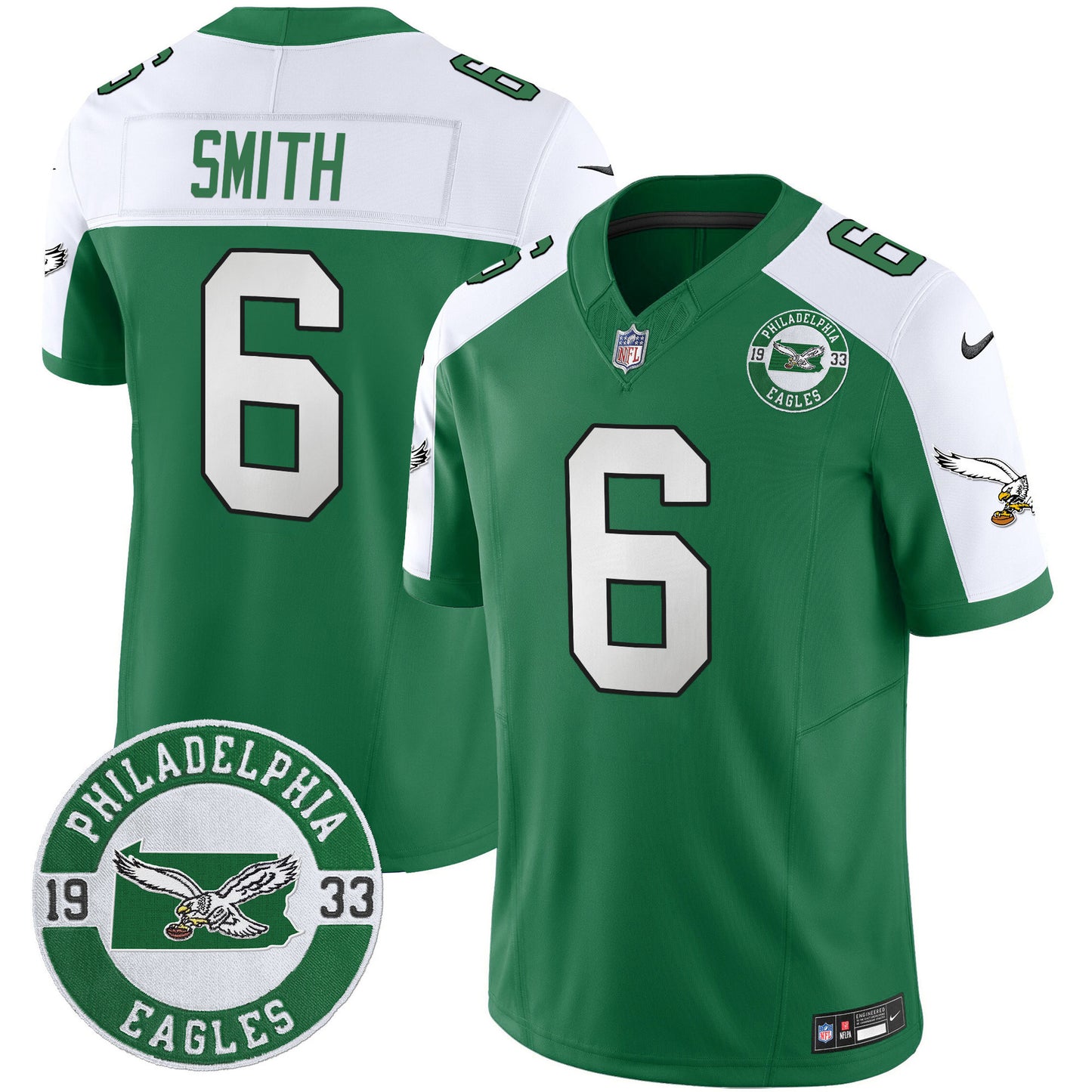 Men's Philadelphia Eagles 2024 Throwback Vapor Limited Jersey - Est. 1933 Patch - All Stitched