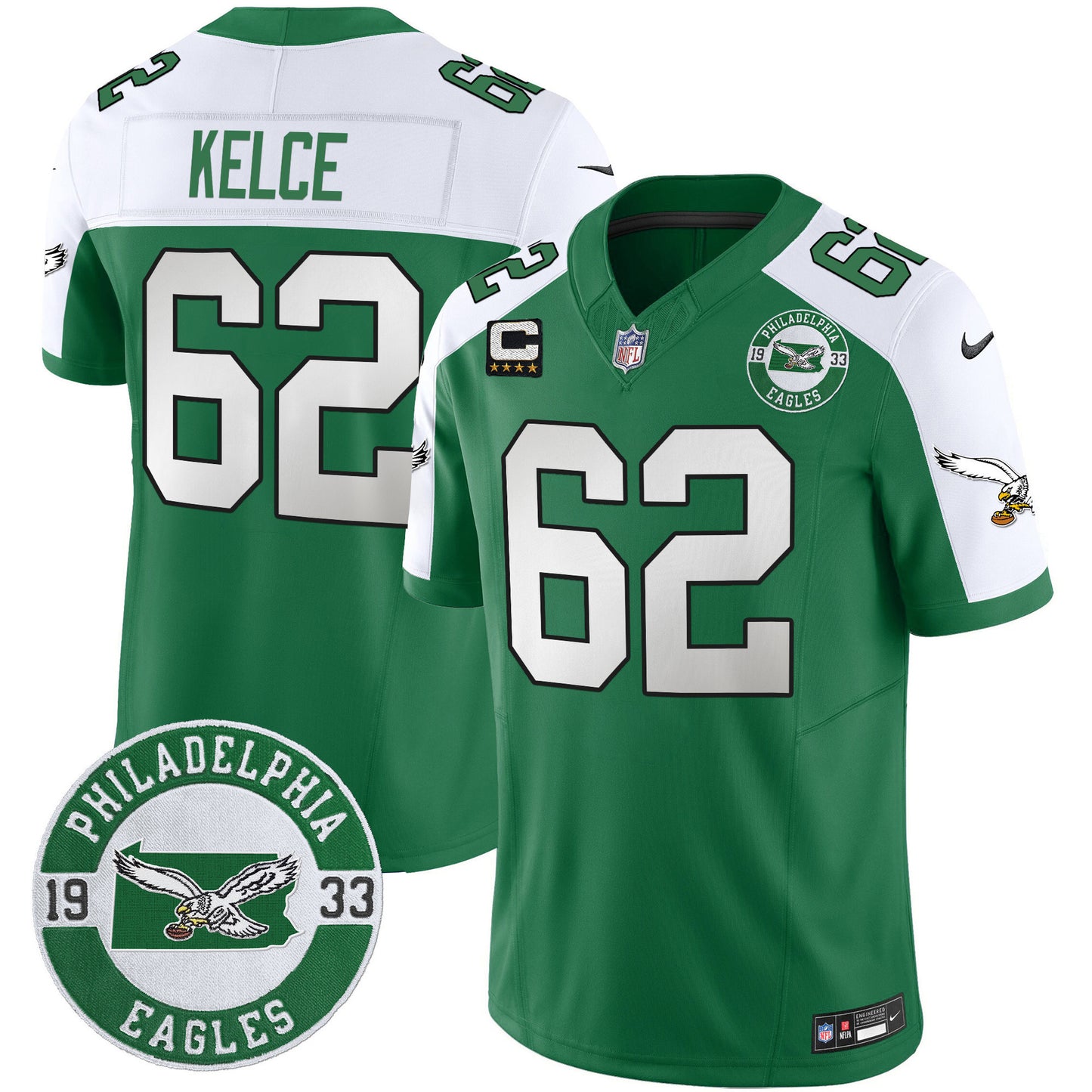 Men's Philadelphia Eagles 2024 Throwback Vapor Limited Jersey - Est. 1933 Patch - All Stitched