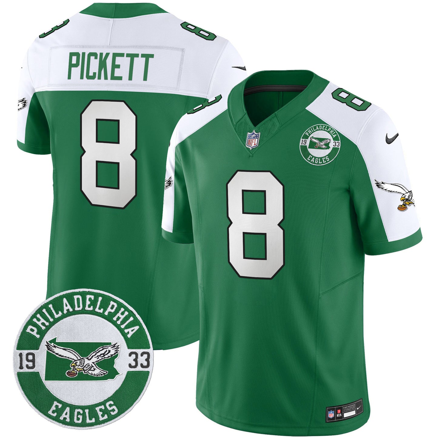Men's Philadelphia Eagles 2024 Throwback Vapor Limited Jersey - Est. 1933 Patch - All Stitched