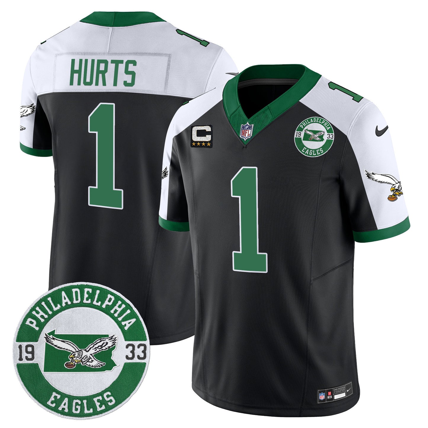 Men's Philadelphia Eagles 2024 Throwback Vapor Limited Jersey - Est. 1933 Patch - All Stitched