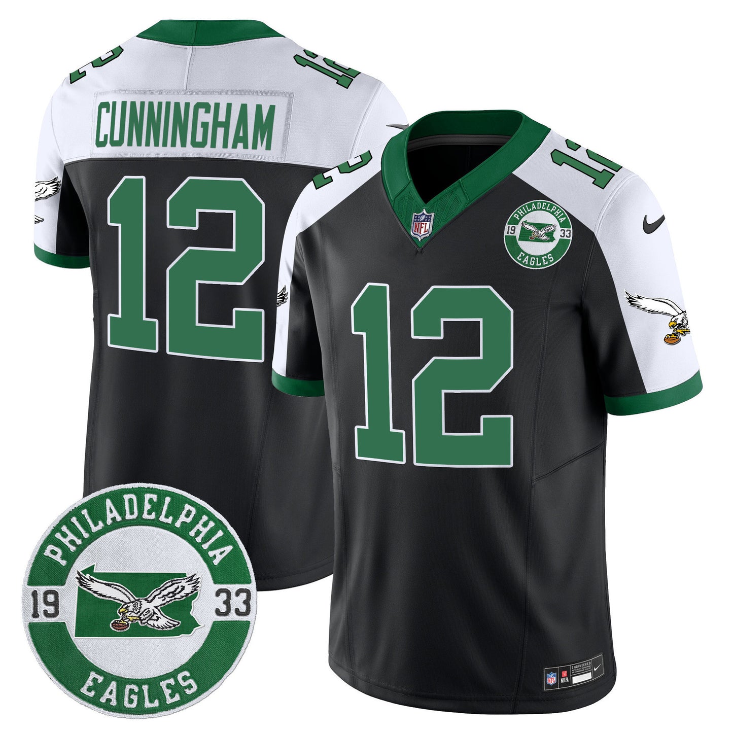 Men's Philadelphia Eagles 2024 Throwback Vapor Limited Jersey - Est. 1933 Patch - All Stitched