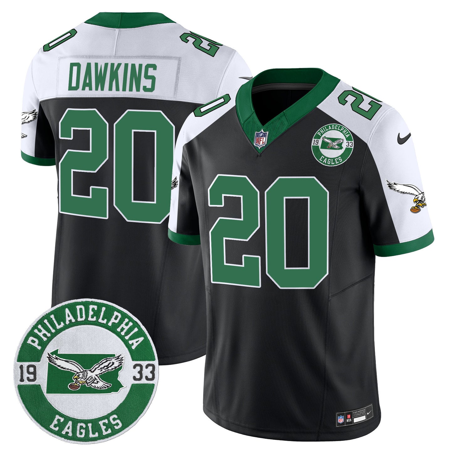 Men's Philadelphia Eagles 2024 Throwback Vapor Limited Jersey - Est. 1933 Patch - All Stitched