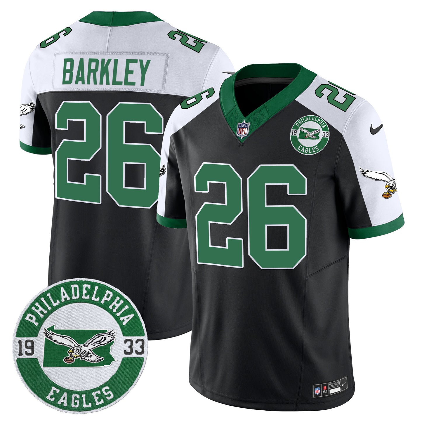 Men's Philadelphia Eagles 2024 Throwback Vapor Limited Jersey - Est. 1933 Patch - All Stitched