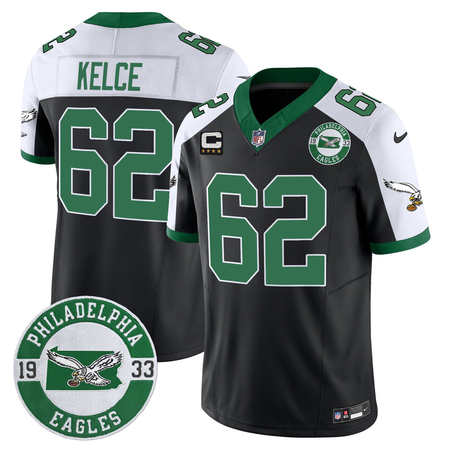 Men's Philadelphia Eagles 2024 Throwback Vapor Limited Jersey - Est. 1933 Patch - All Stitched