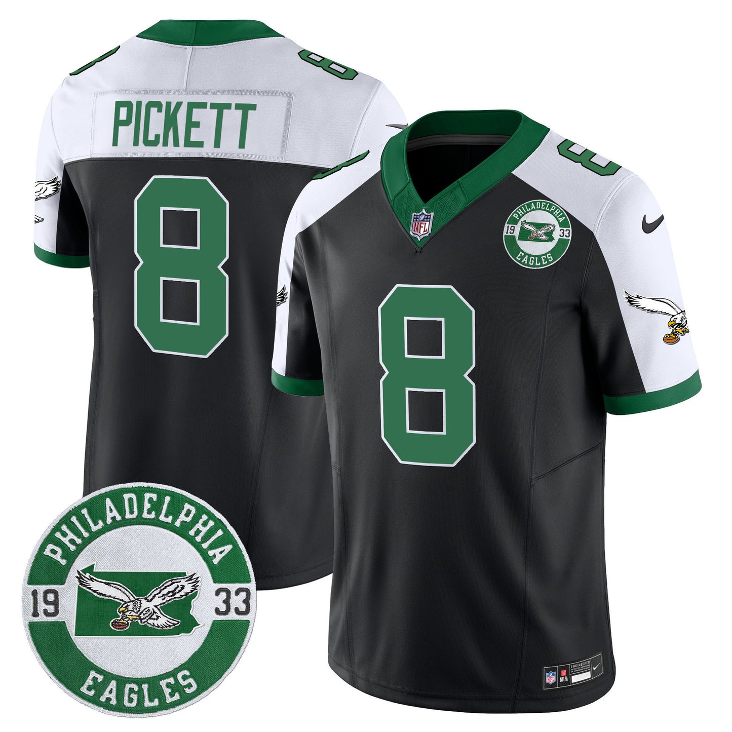 Men's Philadelphia Eagles 2024 Throwback Vapor Limited Jersey - Est. 1933 Patch - All Stitched