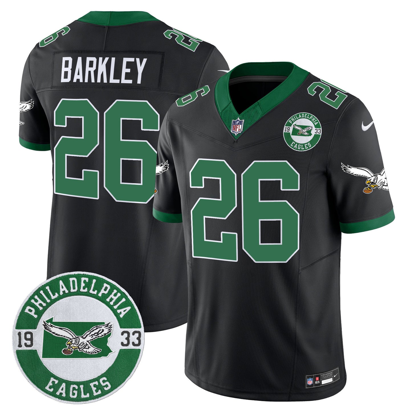 Men's Philadelphia Eagles 2024 Throwback Vapor Limited Jersey - Est. 1933 Patch - All Stitched