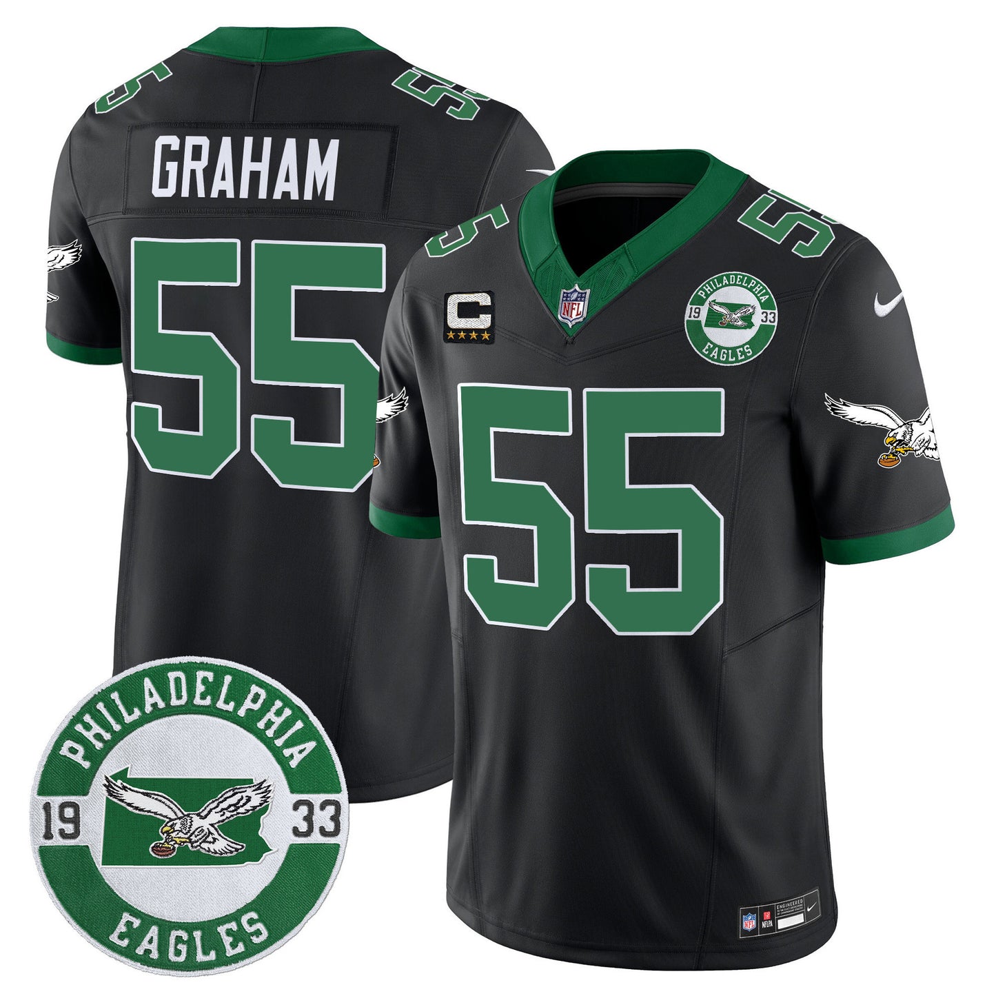 Men's Philadelphia Eagles 2024 Throwback Vapor Limited Jersey - Est. 1933 Patch - All Stitched