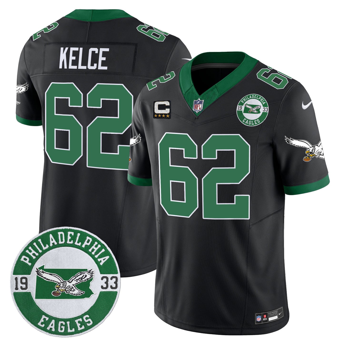 Men's Philadelphia Eagles 2024 Throwback Vapor Limited Jersey - Est. 1933 Patch - All Stitched