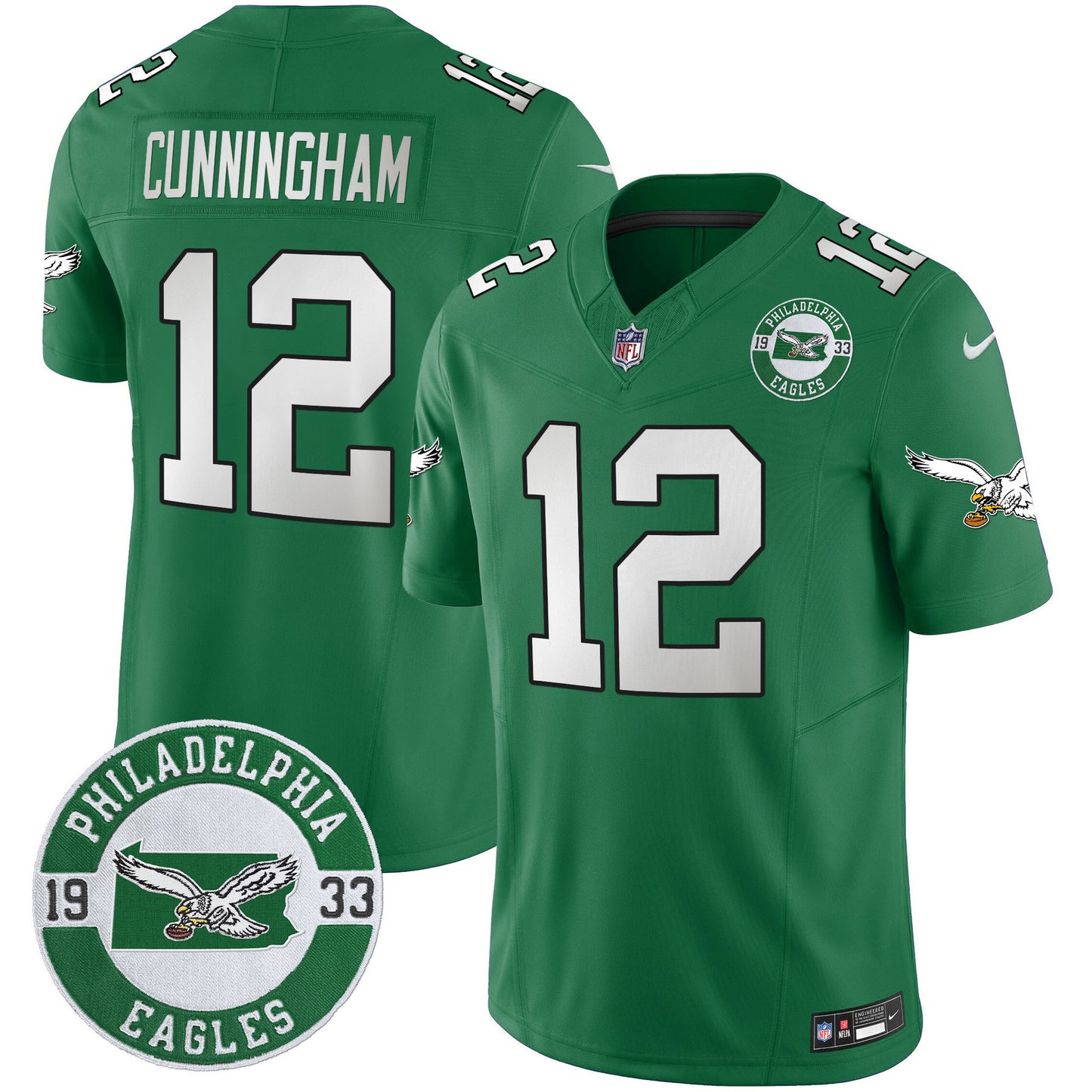 Men's Philadelphia Eagles 2024 Throwback Vapor Limited Jersey - Est. 1933 Patch - All Stitched