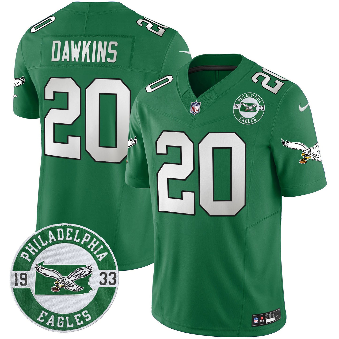 Men's Philadelphia Eagles 2024 Throwback Vapor Limited Jersey - Est. 1933 Patch - All Stitched