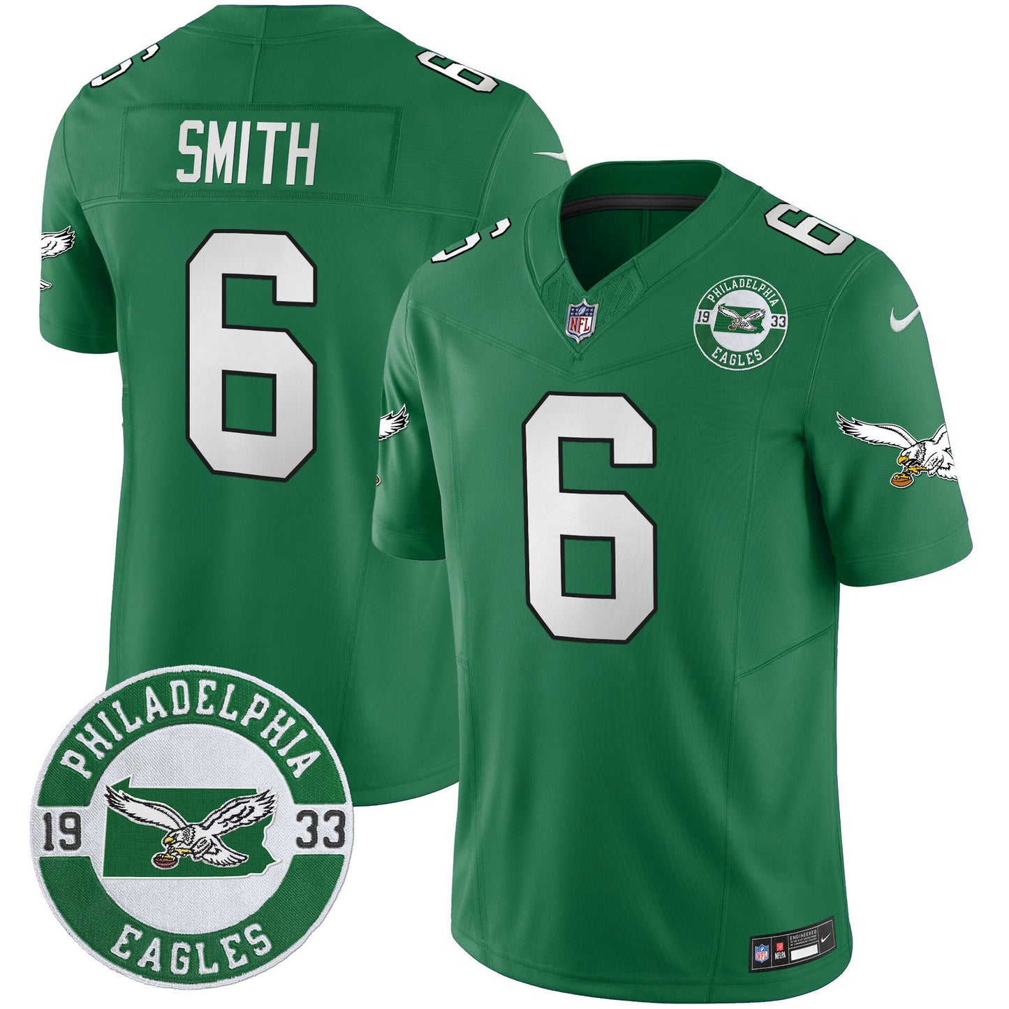 Men's Philadelphia Eagles 2024 Throwback Vapor Limited Jersey - Est. 1933 Patch - All Stitched
