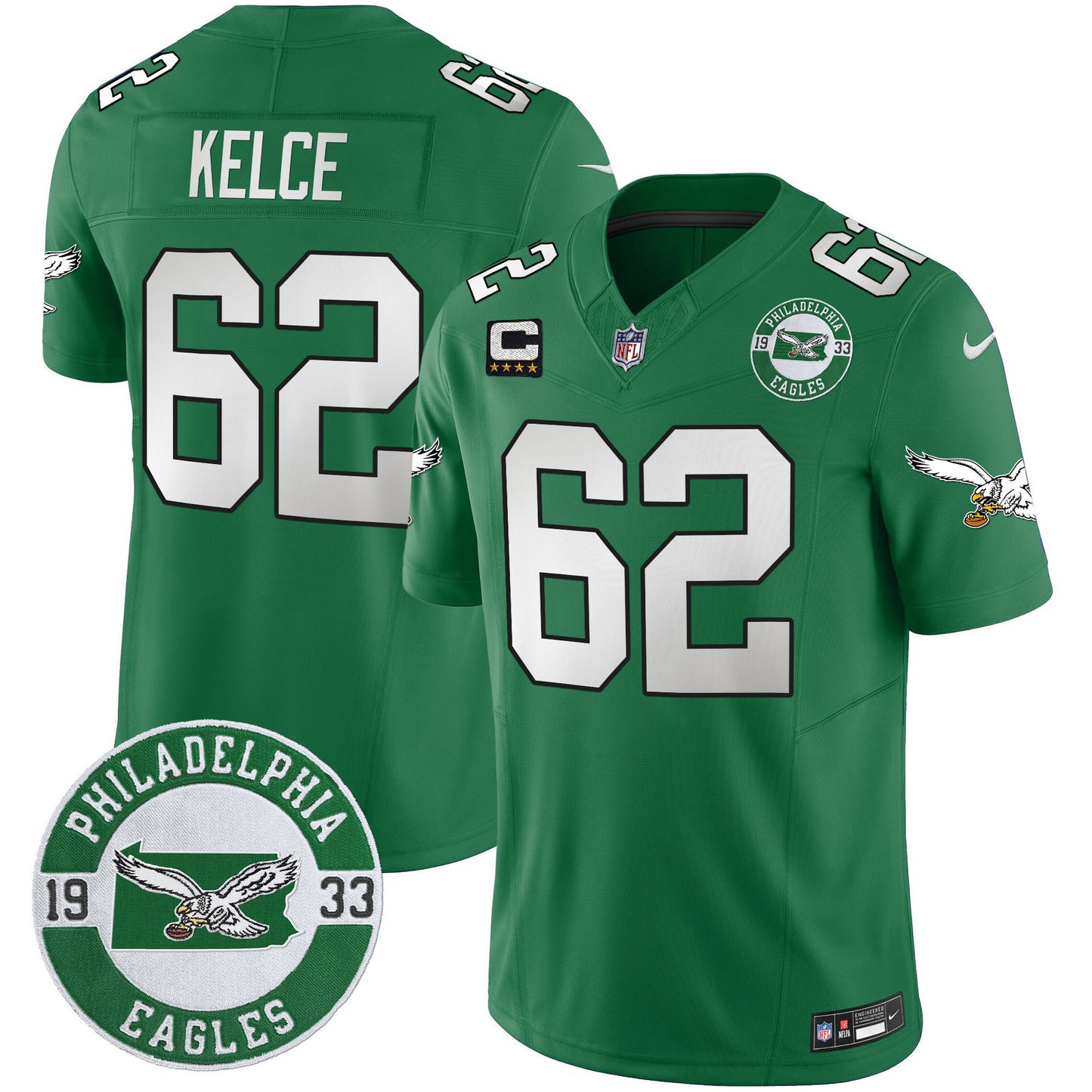 Men's Philadelphia Eagles 2024 Throwback Vapor Limited Jersey - Est. 1933 Patch - All Stitched