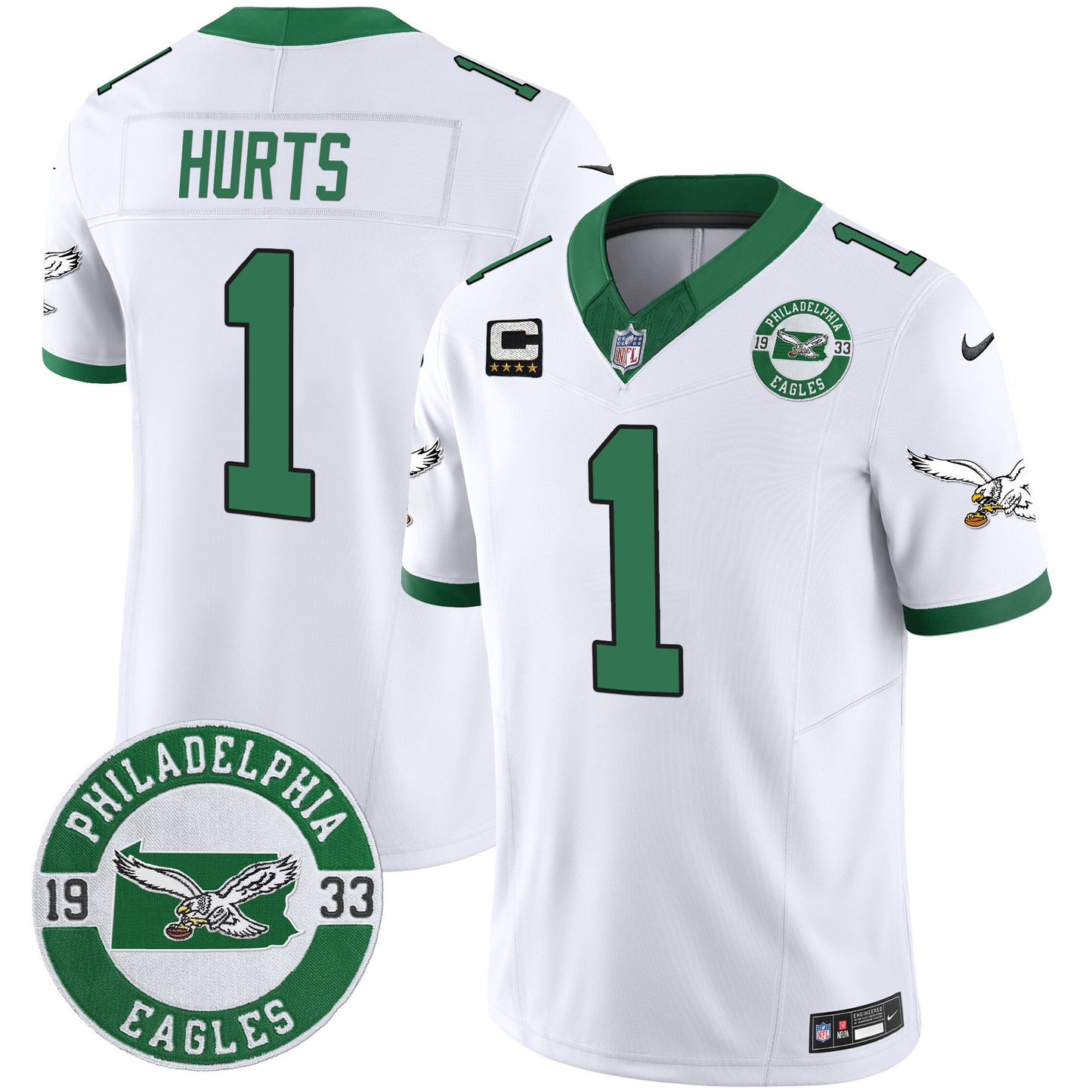 Men's Philadelphia Eagles 2024 Throwback Vapor Limited Jersey - Est. 1933 Patch - All Stitched