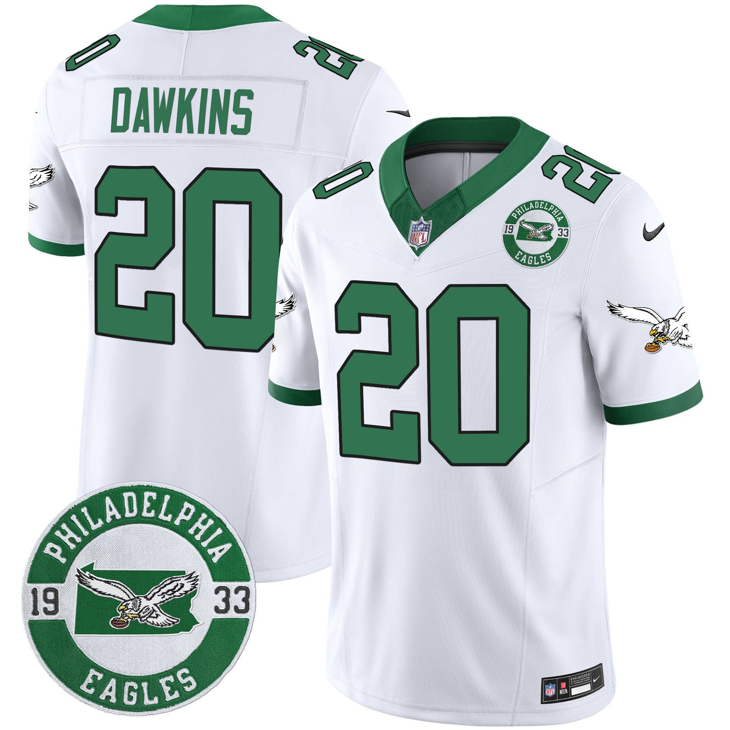 Men's Philadelphia Eagles 2024 Throwback Vapor Limited Jersey - Est. 1933 Patch - All Stitched