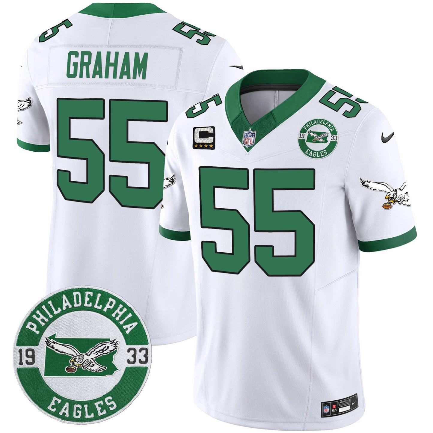 Men's Philadelphia Eagles 2024 Throwback Vapor Limited Jersey - Est. 1933 Patch - All Stitched