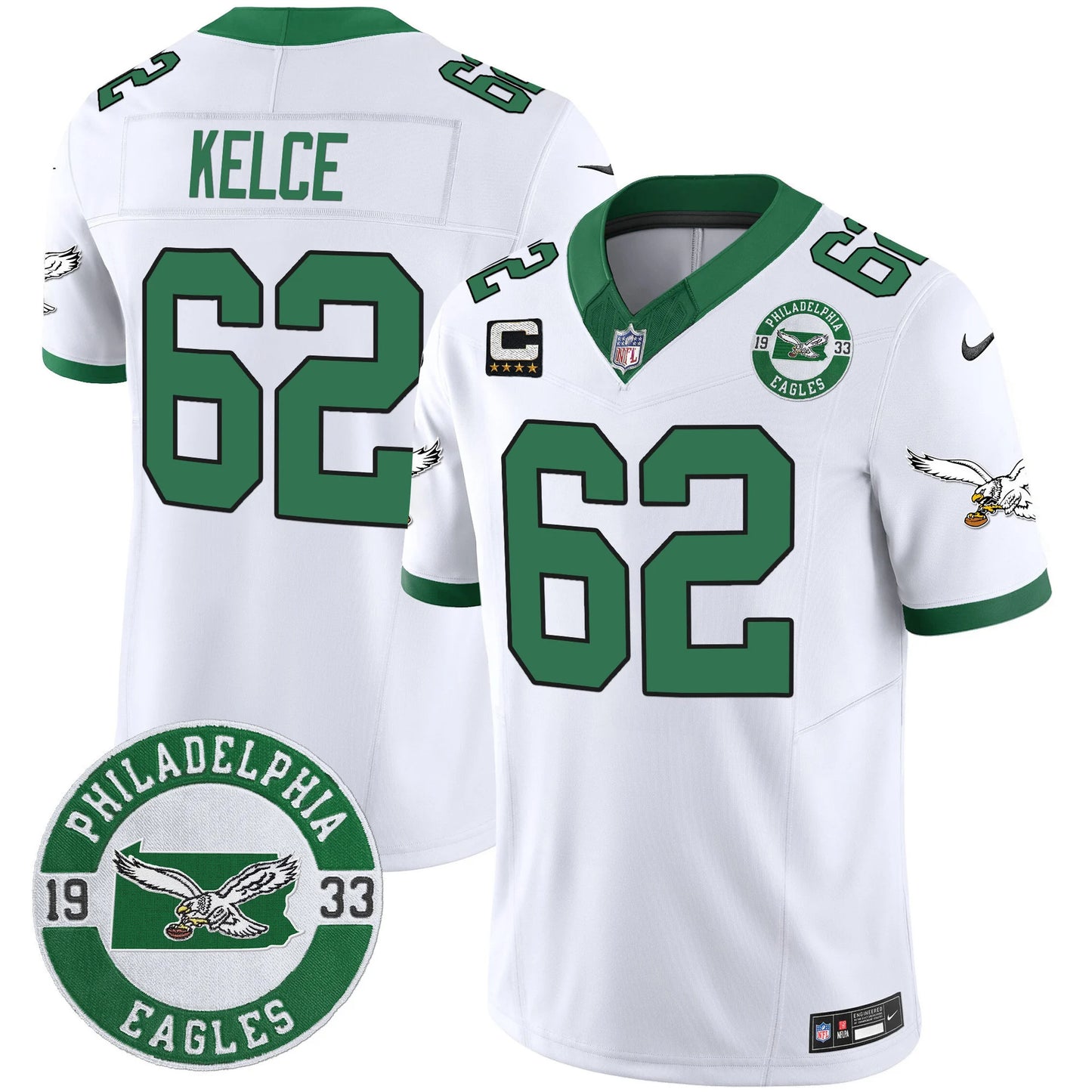 Men's Philadelphia Eagles 2024 Throwback Vapor Limited Jersey - Est. 1933 Patch - All Stitched
