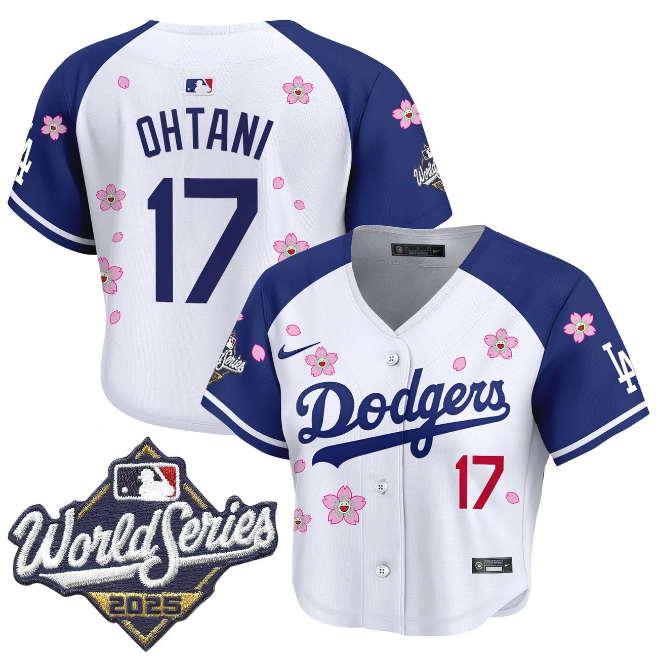 Women's Dodgers 2025 World Series x Tokyo Series Crop Top Baseball Jersey - All Stitched