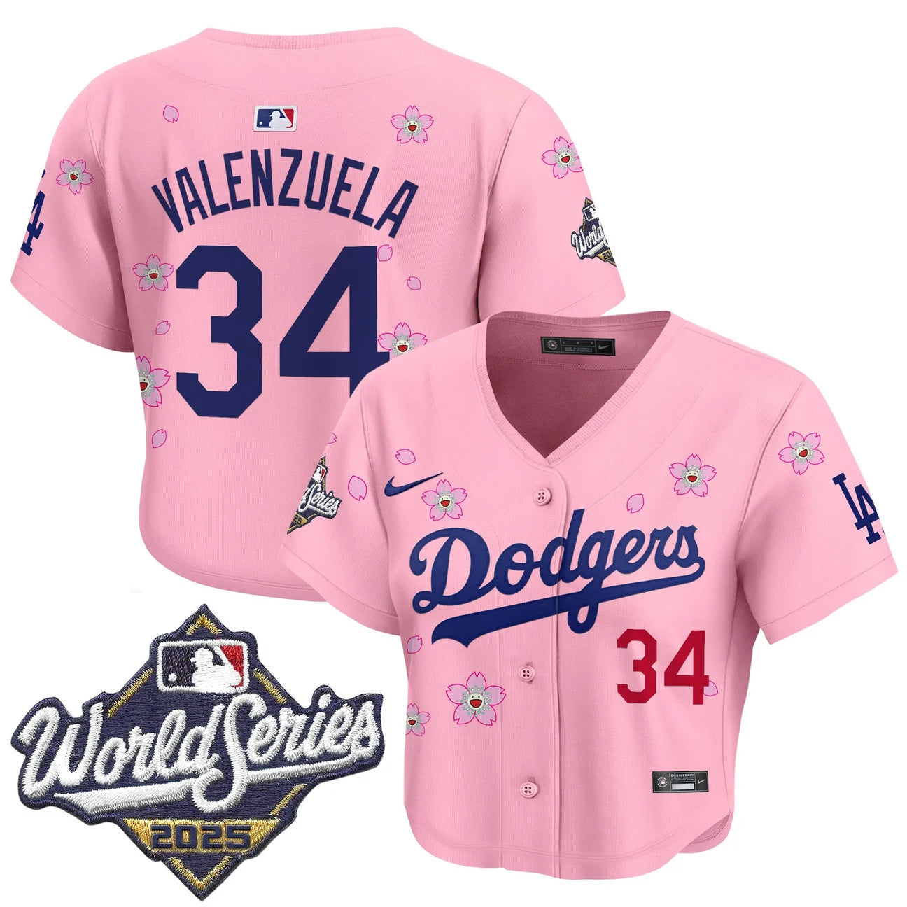 Women's Dodgers 2025 World Series x Tokyo Series Crop Top Baseball Jersey - All Stitched