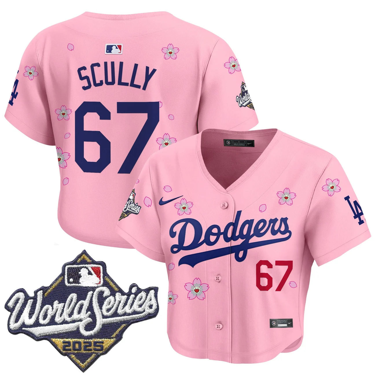 Women's Dodgers 2025 World Series x Tokyo Series Crop Top Baseball Jersey - All Stitched