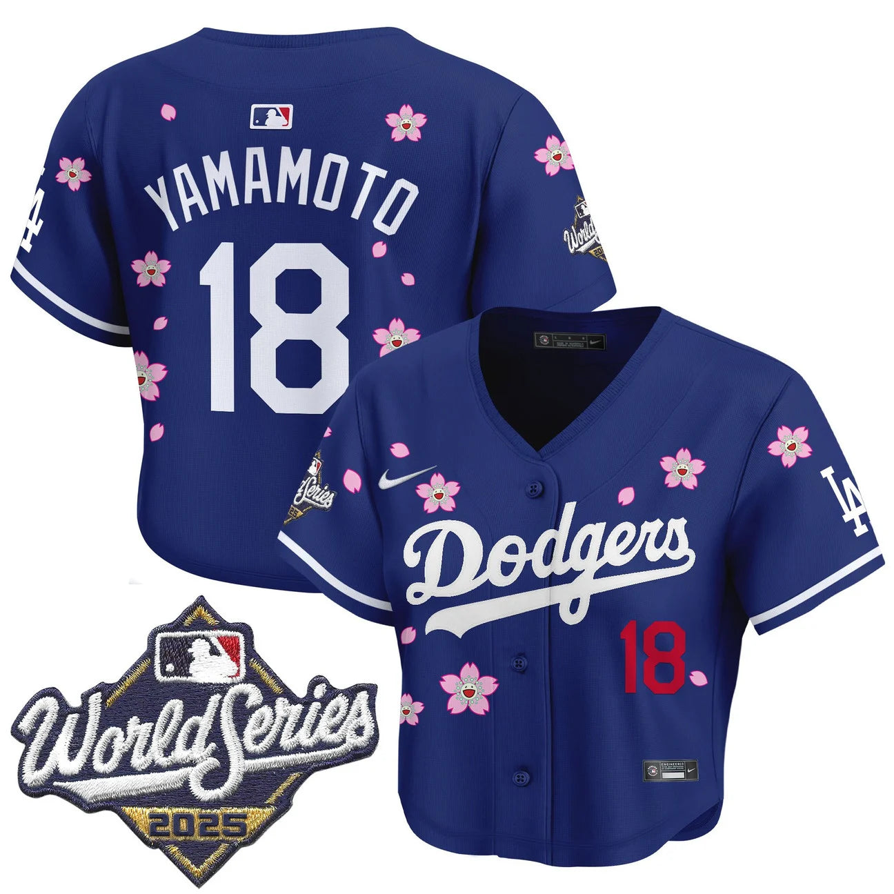 Women's Dodgers 2025 World Series x Tokyo Series Crop Top Baseball Jersey - All Stitched