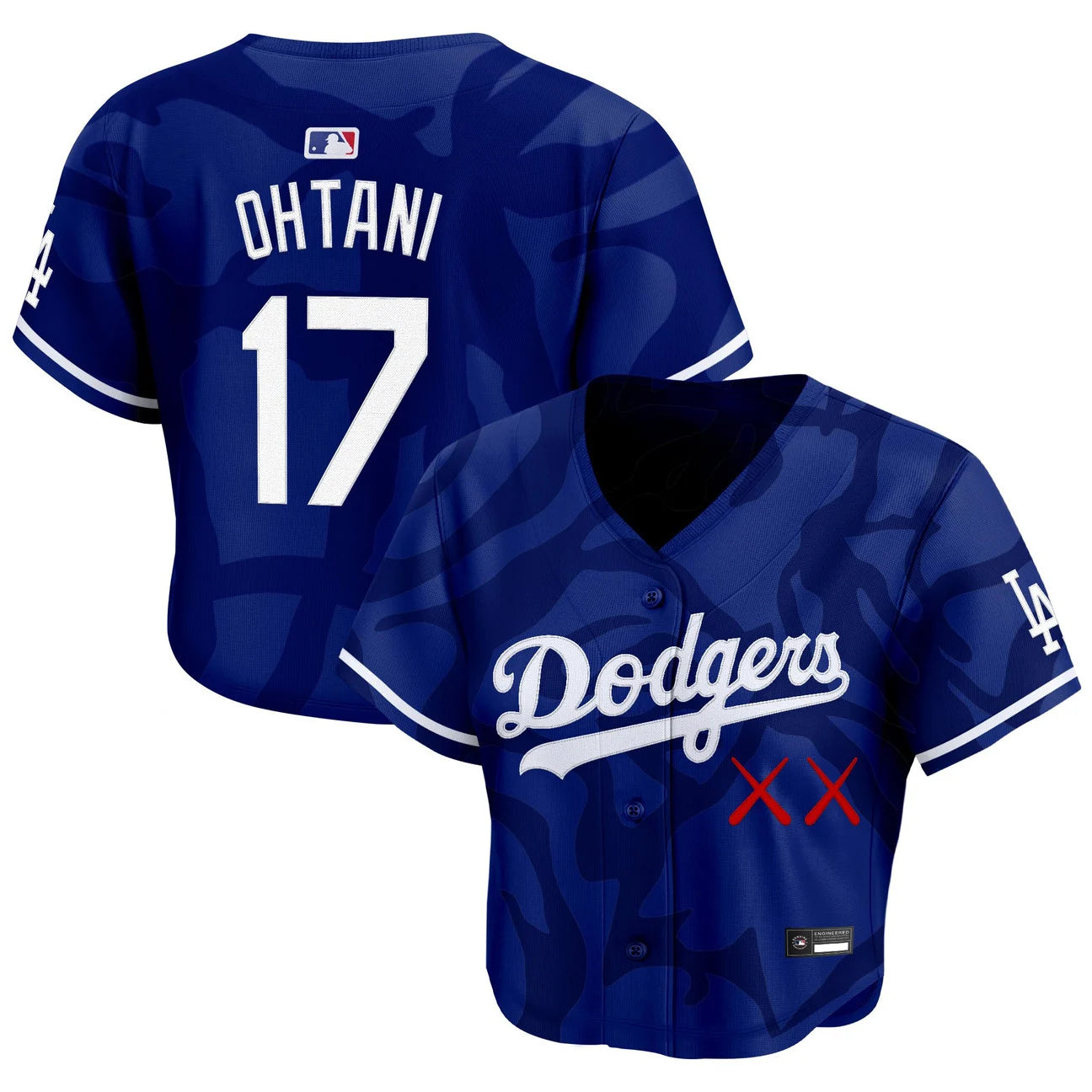Women's Los Angeles Dodgers x KAWS Crop Top Baseball Jersey - coieh