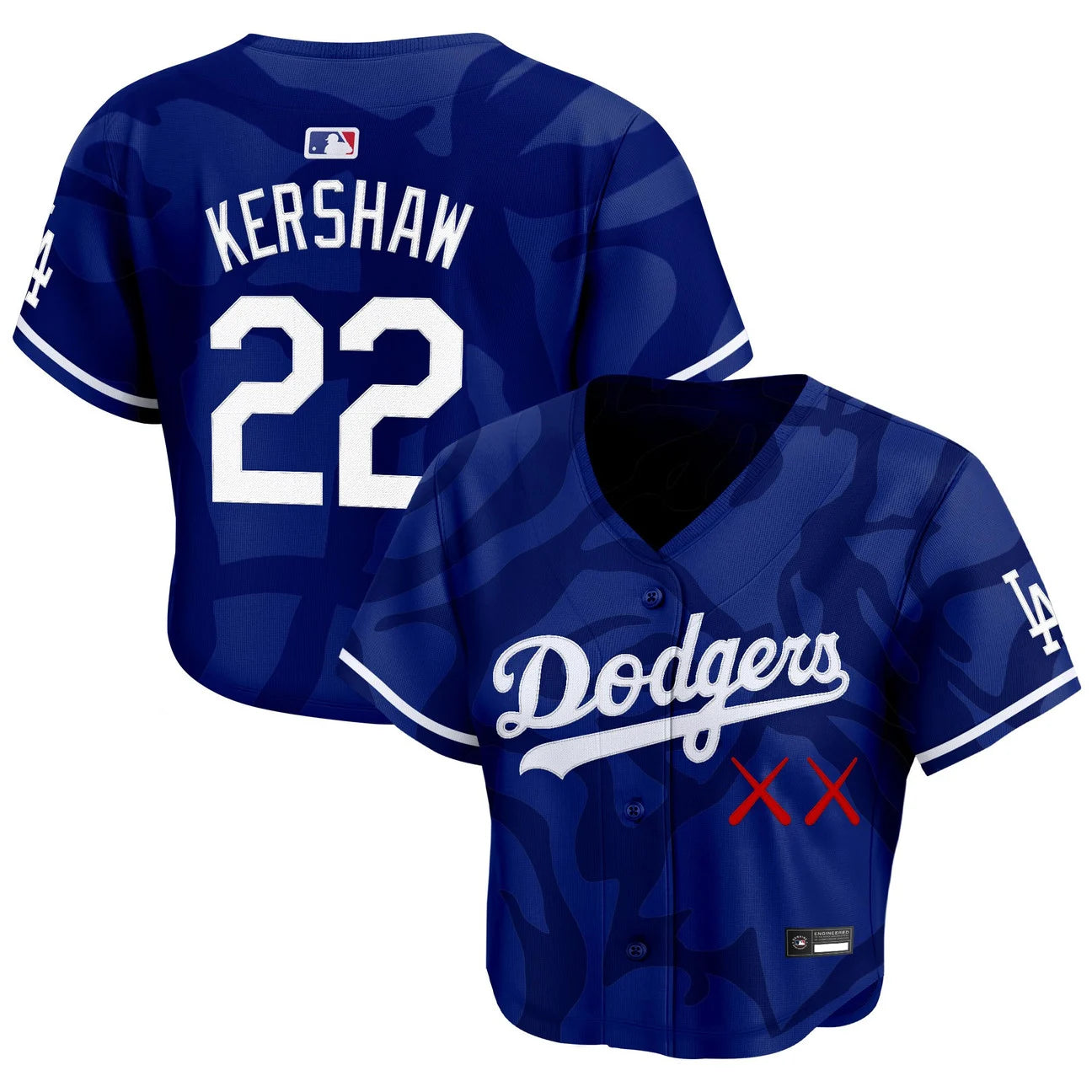 Women's Los Angeles Dodgers x KAWS Crop Top Baseball Jersey - All Stitched