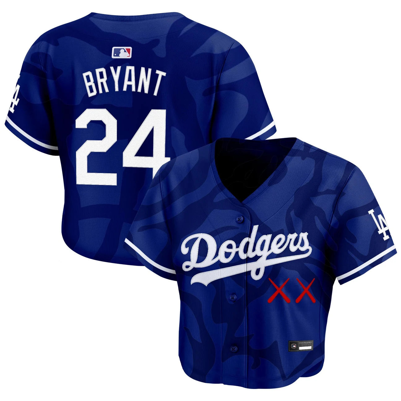 Women's Los Angeles Dodgers x KAWS Crop Top Baseball Jersey - All Stitched