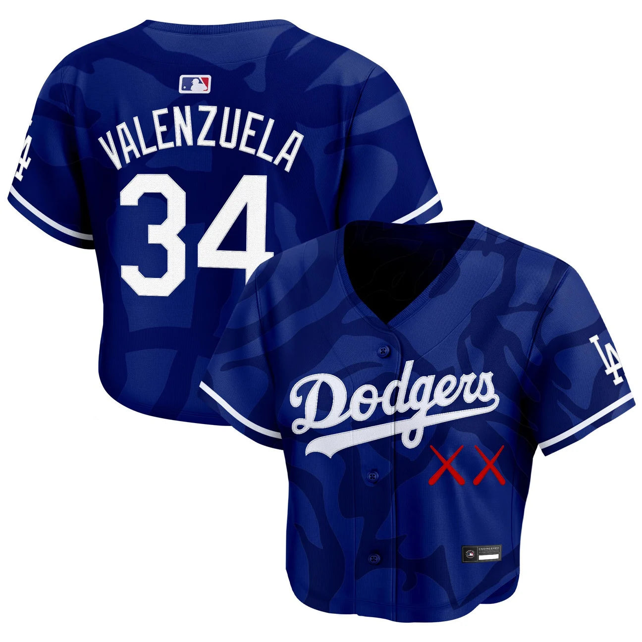 Women's Los Angeles Dodgers x KAWS Crop Top Baseball Jersey