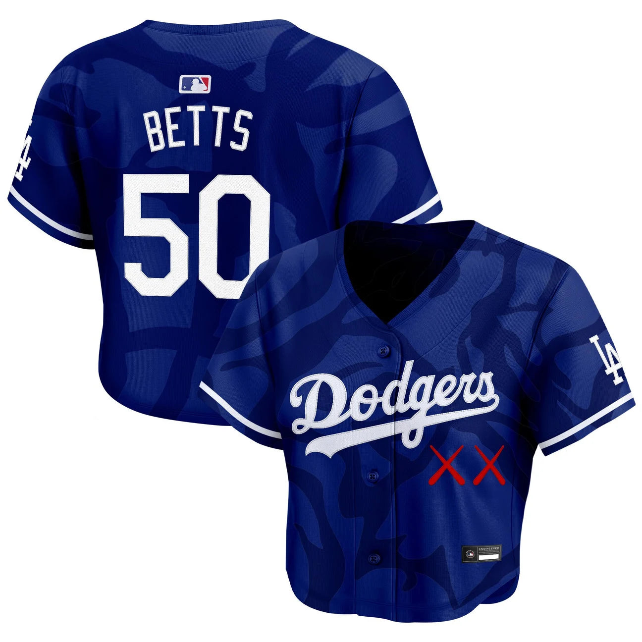 Women's Los Angeles Dodgers x KAWS Crop Top Baseball Jersey - All Stitched