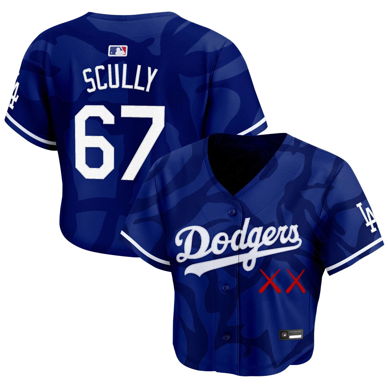 Women's Los Angeles Dodgers x KAWS Crop Top Baseball Jersey - All Stitched