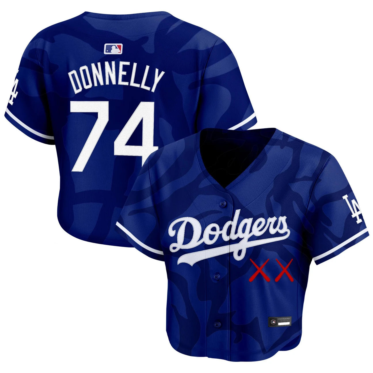 Women's Los Angeles Dodgers x KAWS Crop Top Baseball Jersey - All Stitched