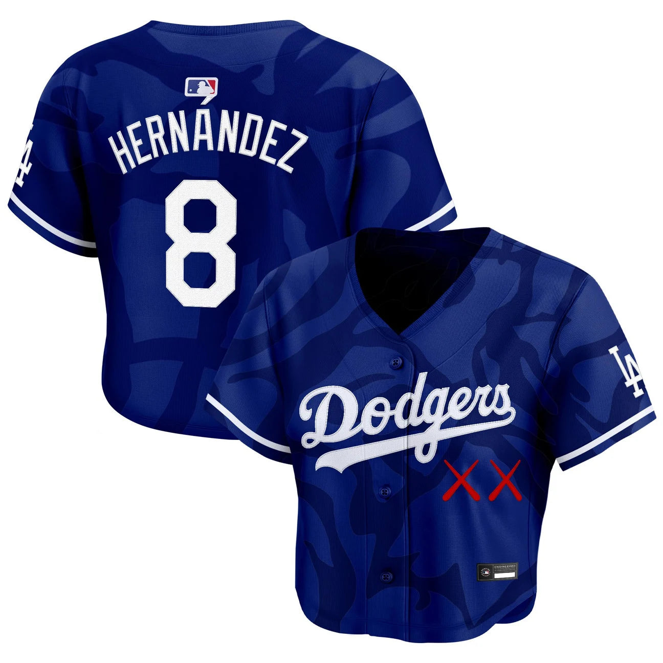 Women's Los Angeles Dodgers x KAWS Crop Top Baseball Jersey - All Stitched