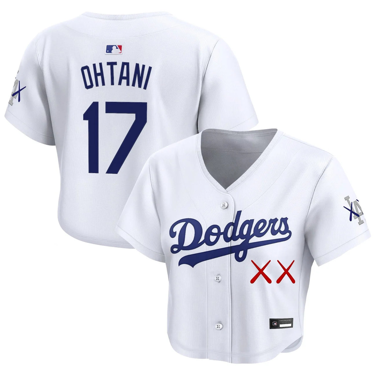 Women's Los Angeles Dodgers x KAWS Crop Top Baseball Jersey - All Stitched