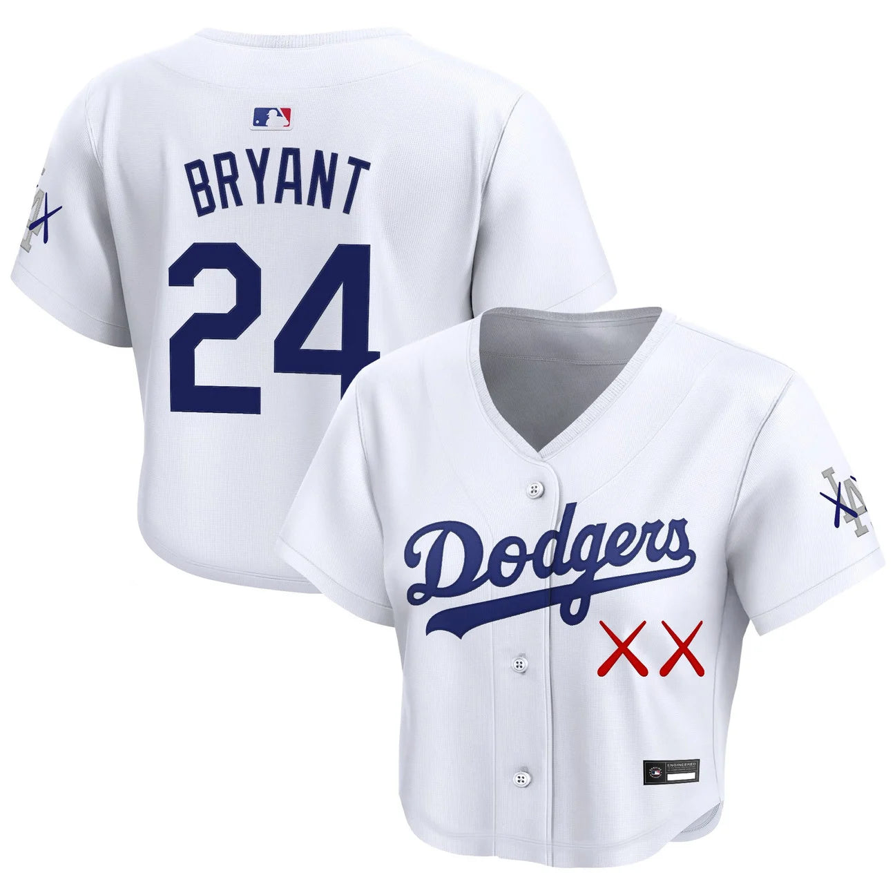 Women's Los Angeles Dodgers x KAWS Crop Top Baseball Jersey - All Stitched
