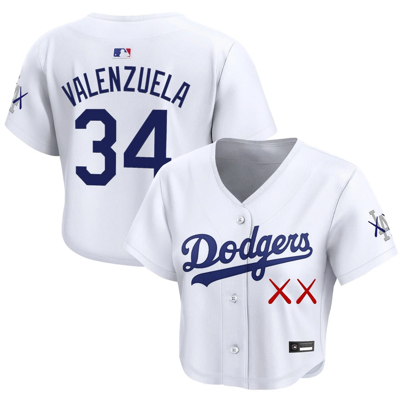 Women's Los Angeles Dodgers x KAWS Crop Top Baseball Jersey - All Stitched