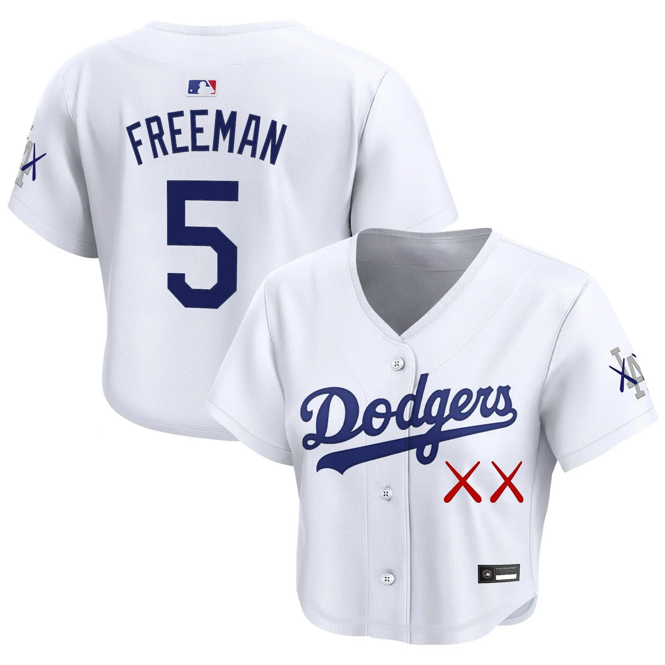 Women's Los Angeles Dodgers x KAWS Crop Top Baseball Jersey - All Stitched