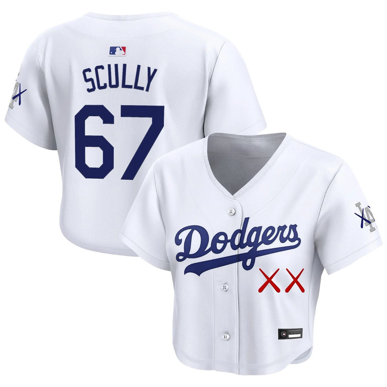 Women's Los Angeles Dodgers x KAWS Crop Top Baseball Jersey - All Stitched