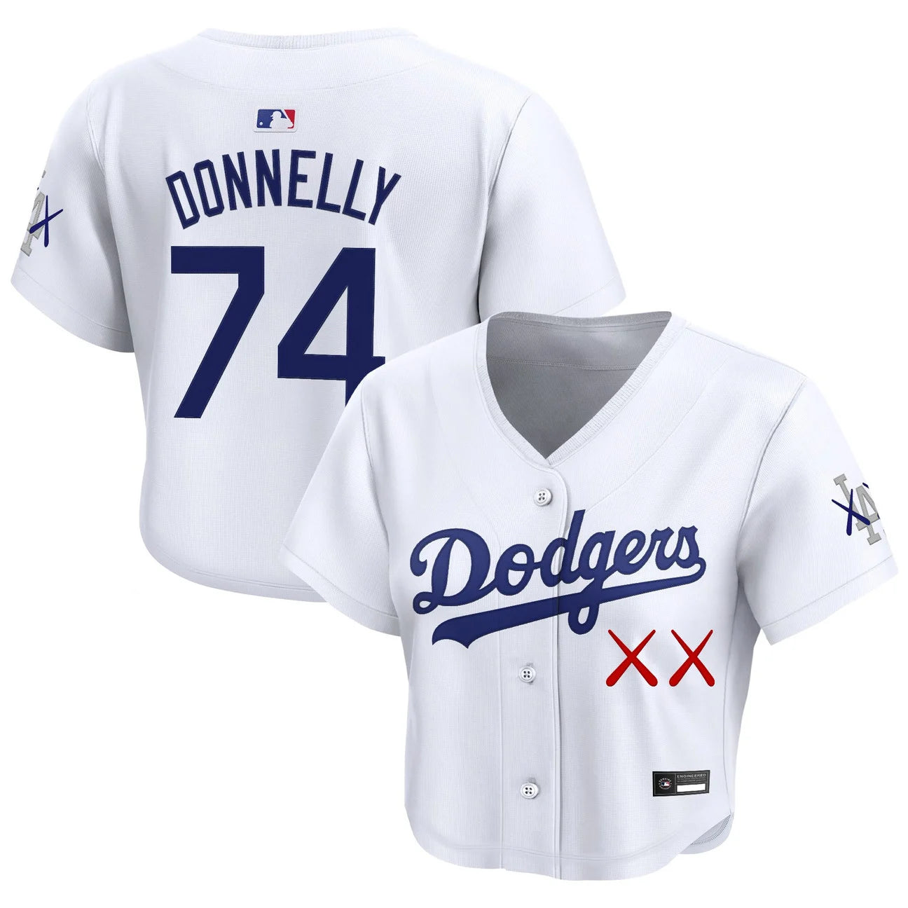 Women's Los Angeles Dodgers x KAWS Crop Top Baseball Jersey - All Stitched
